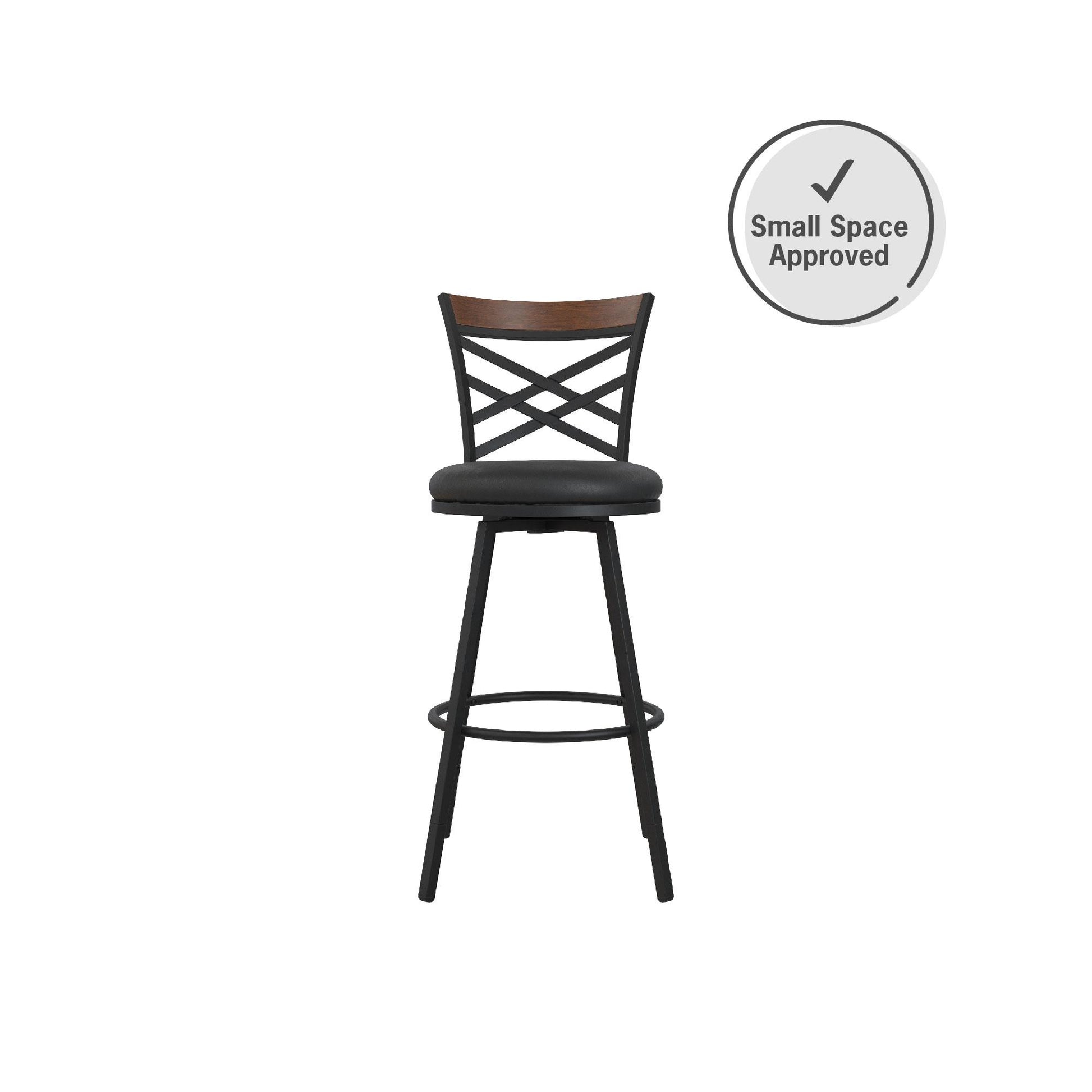 Lesley Upholstered Seat Swivel Barstool - Black