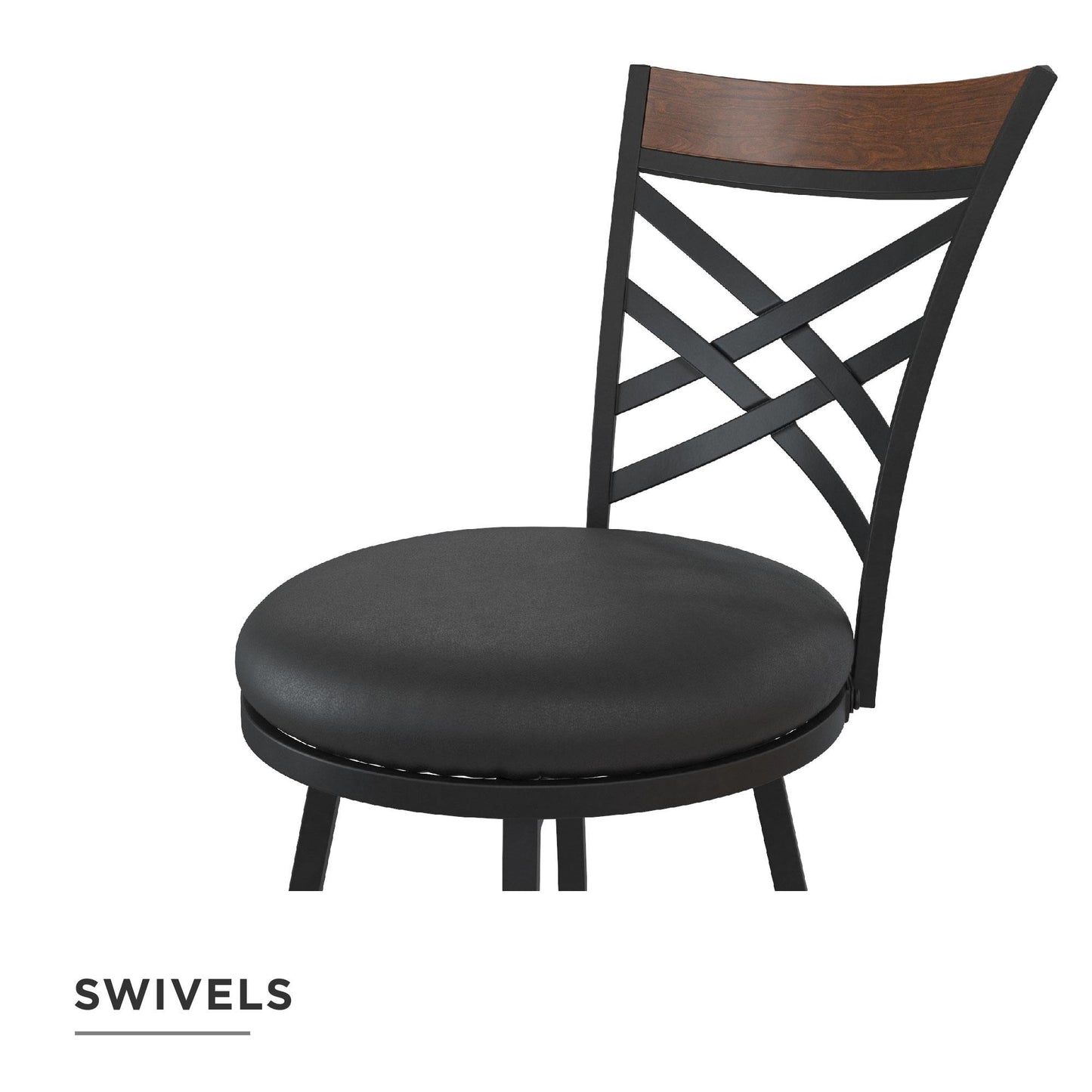Lesley Upholstered Seat Swivel Barstool - Black