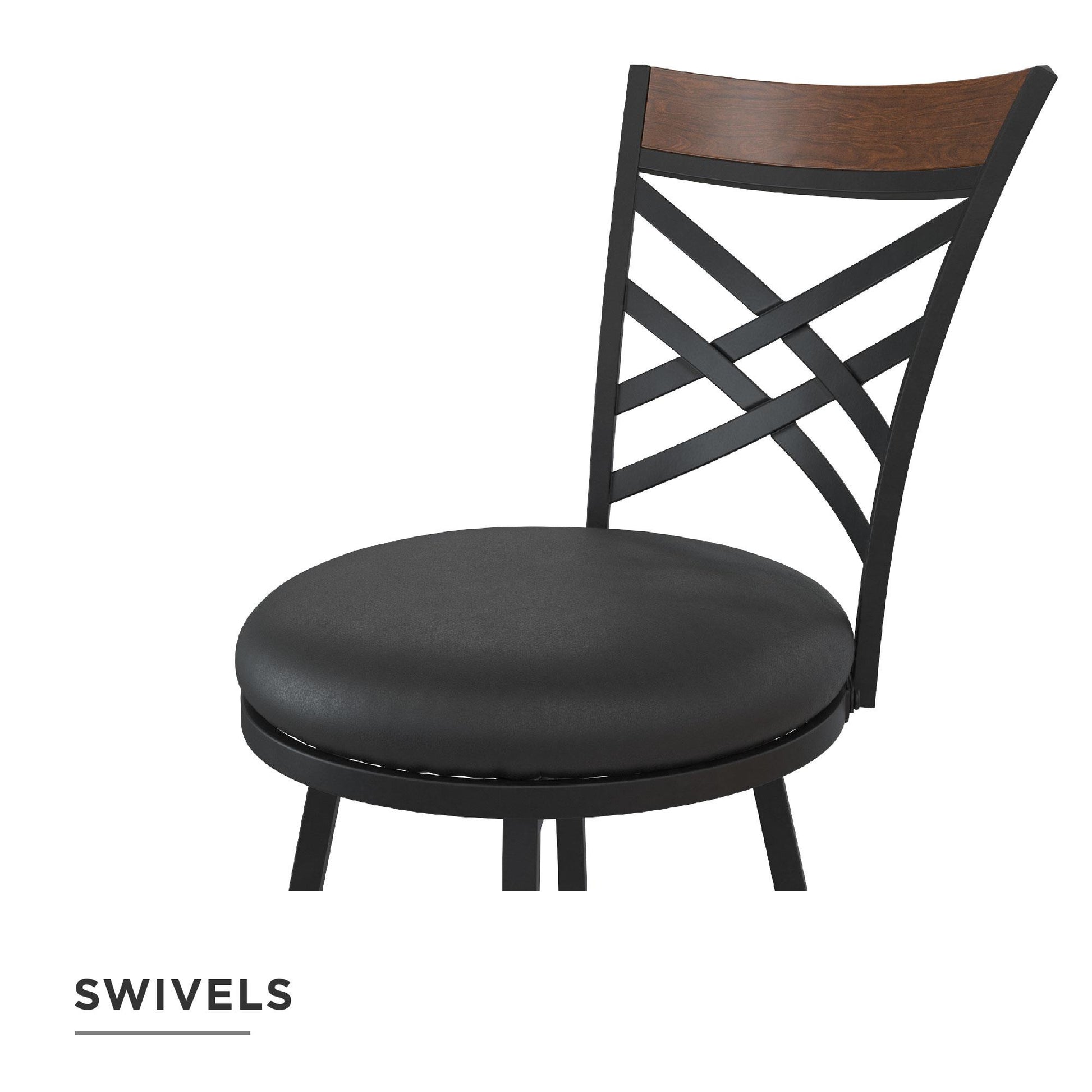 Lesley Upholstered Seat Swivel Barstool - Black