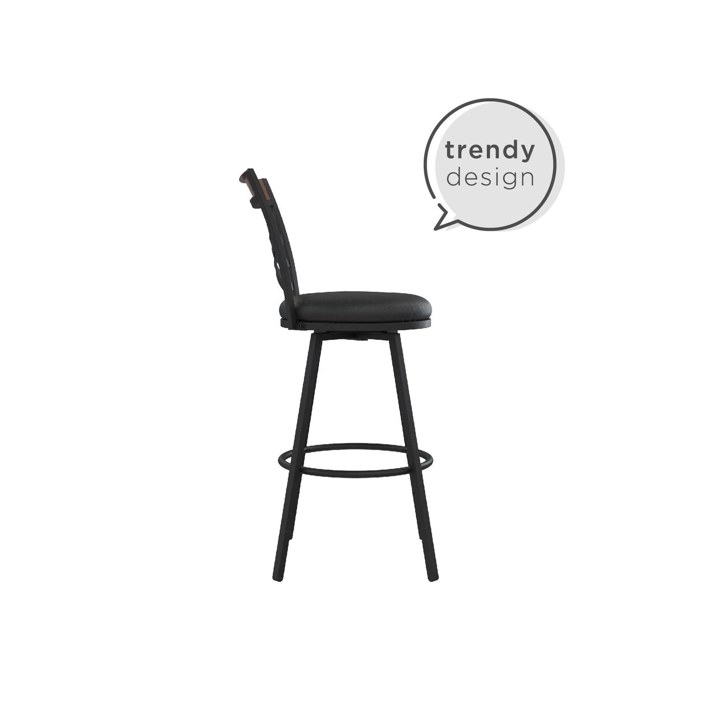 Lesley Upholstered Seat Swivel Barstool - Black
