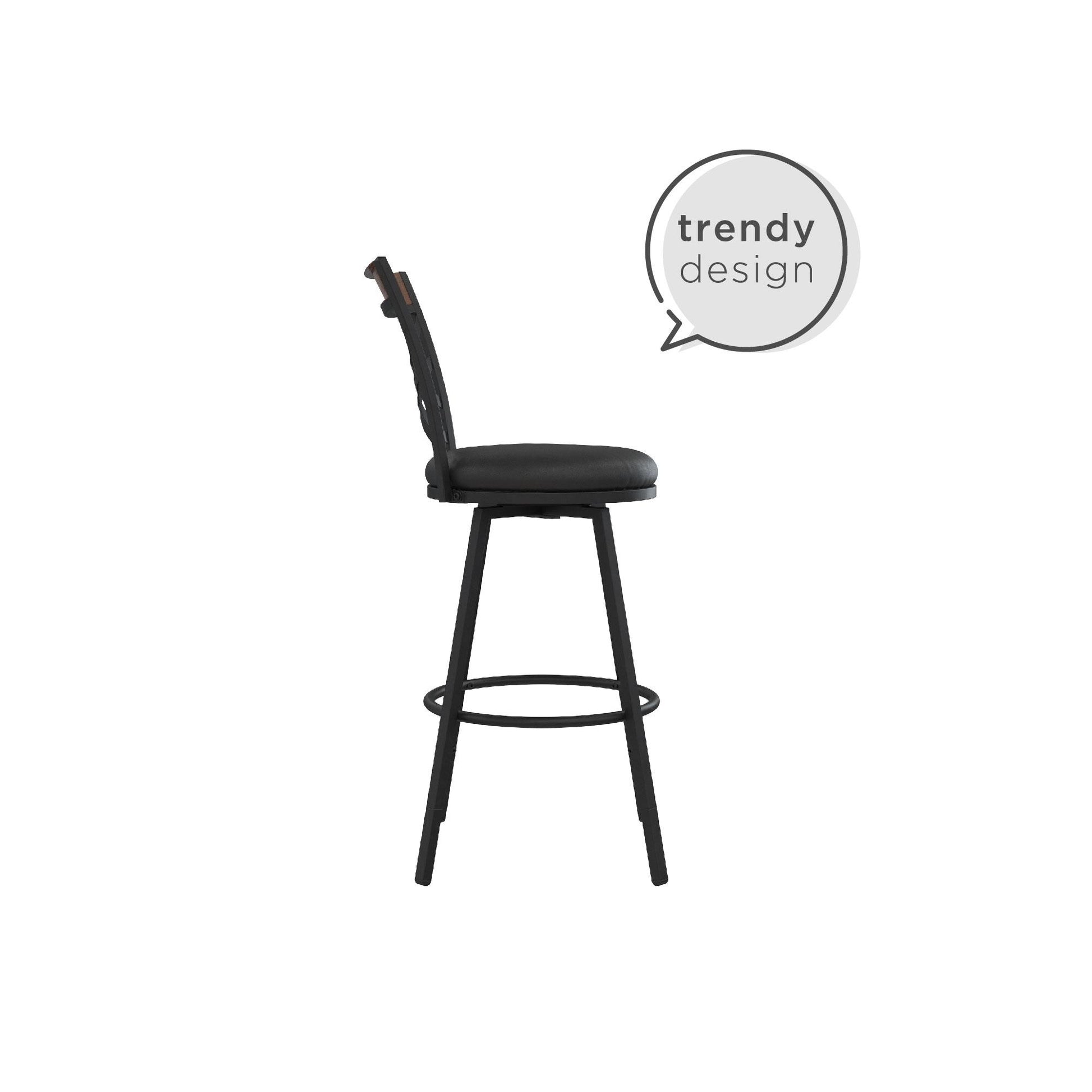 Lesley Upholstered Seat Swivel Barstool - Black