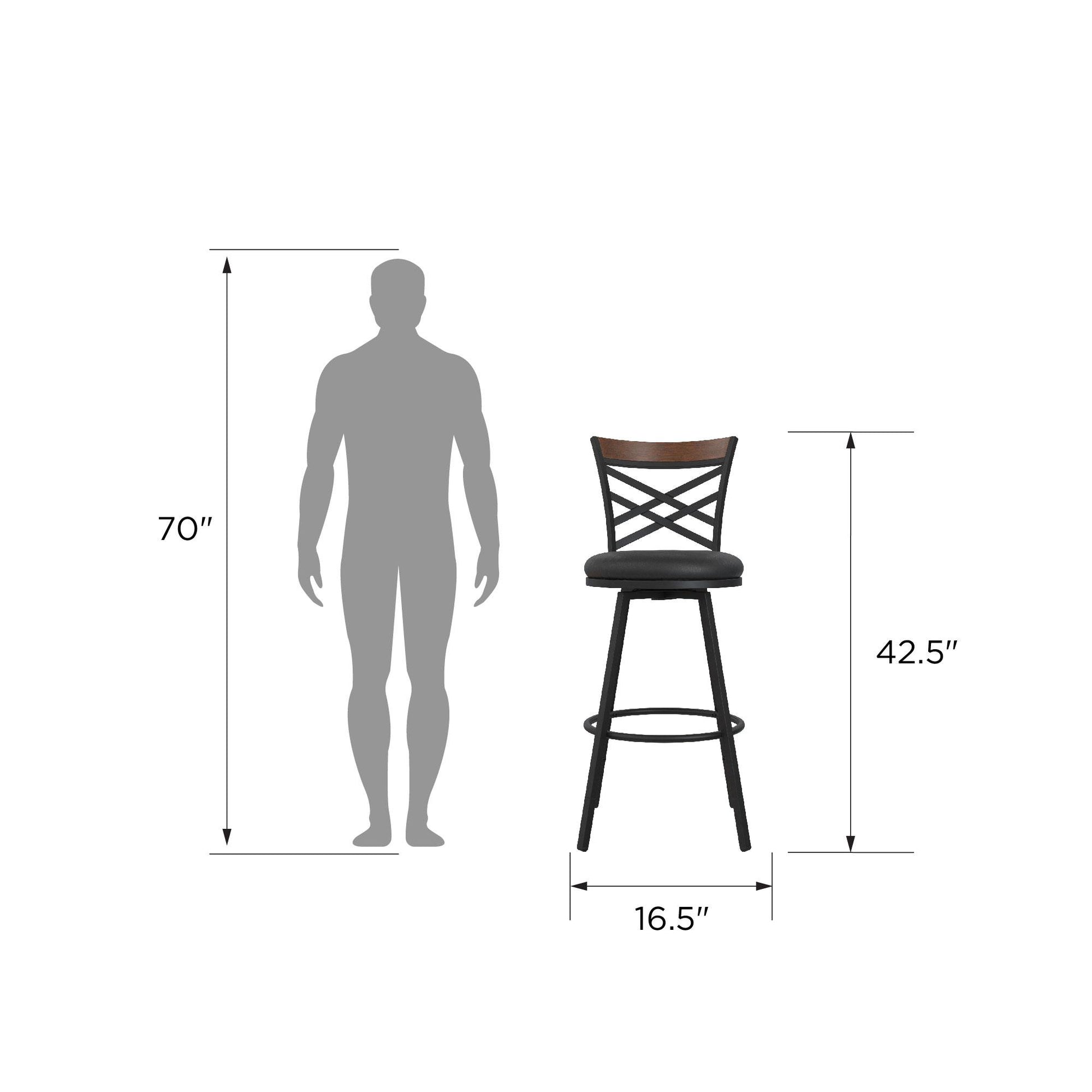 Lesley Upholstered Seat Swivel Barstool - Black
