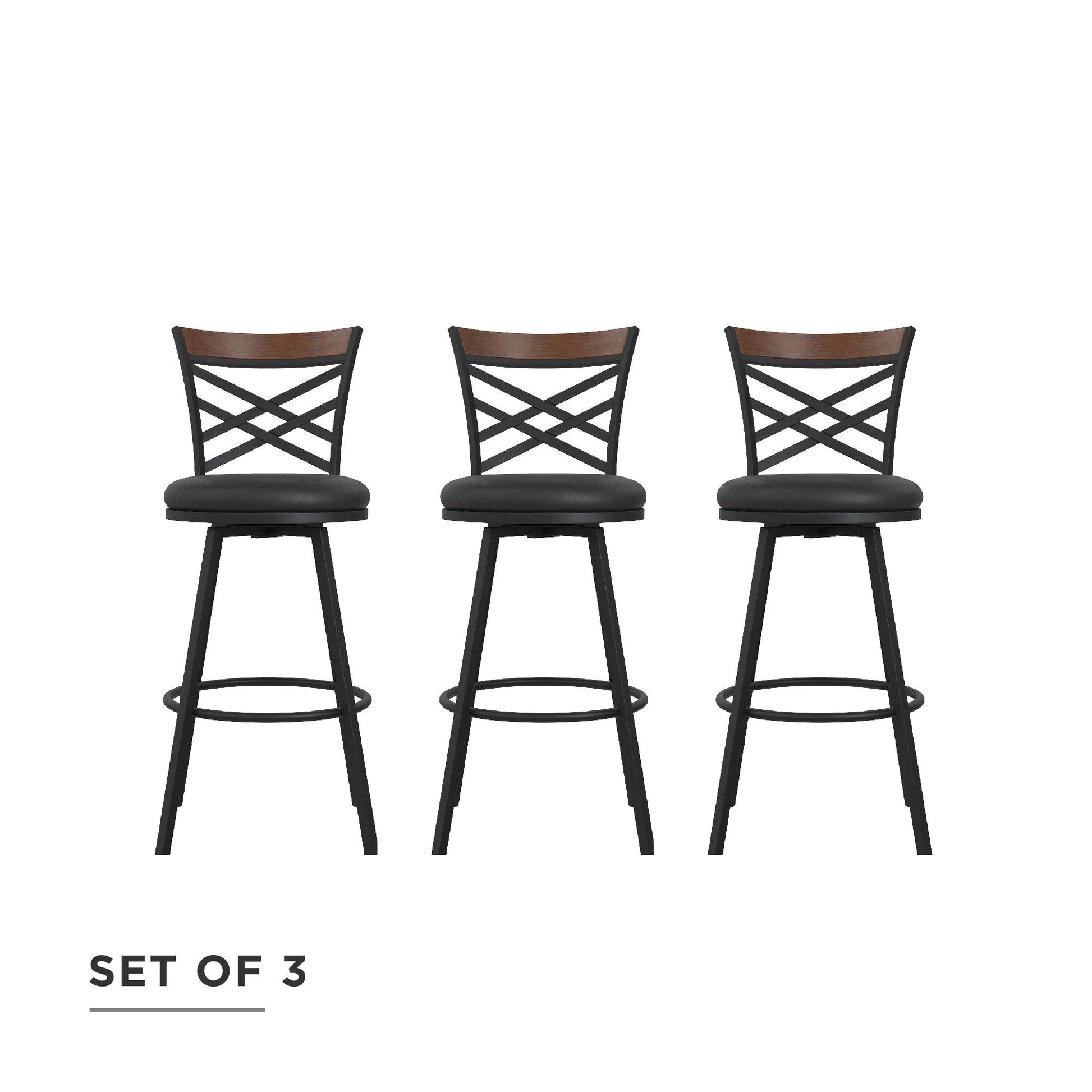 Lesley Upholstered Seat Swivel Barstool - Black