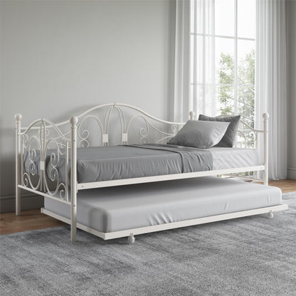 Bombay Victorian Metal Daybed and Trundle with Set - White - Twin
