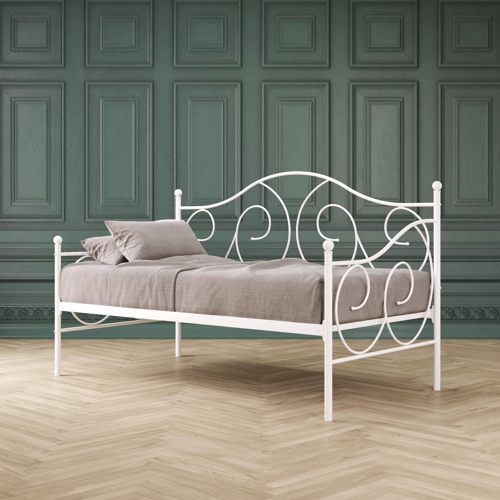Victoria Metal Daybed with 15 Inch Clearance for Storage - White - Twin