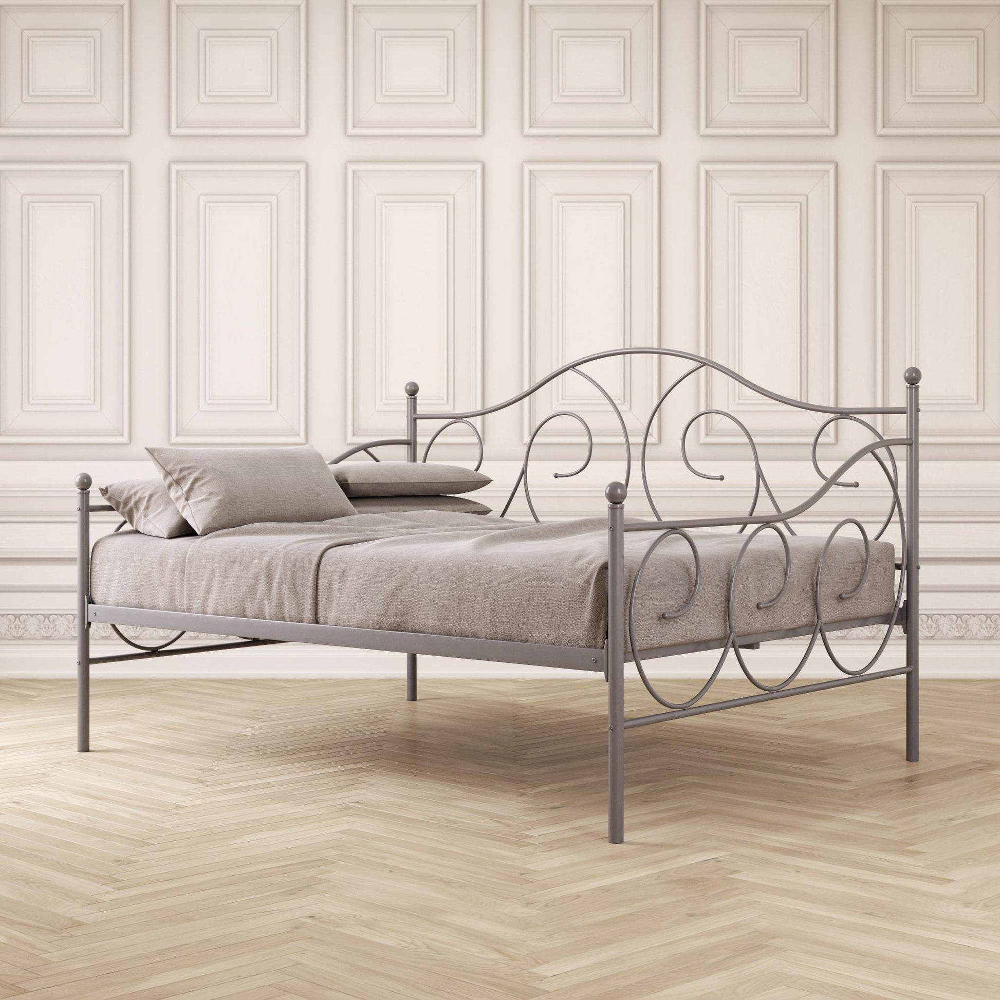 Victoria Metal Daybed with 15 Inch Clearance for Storage - Pewter - Full