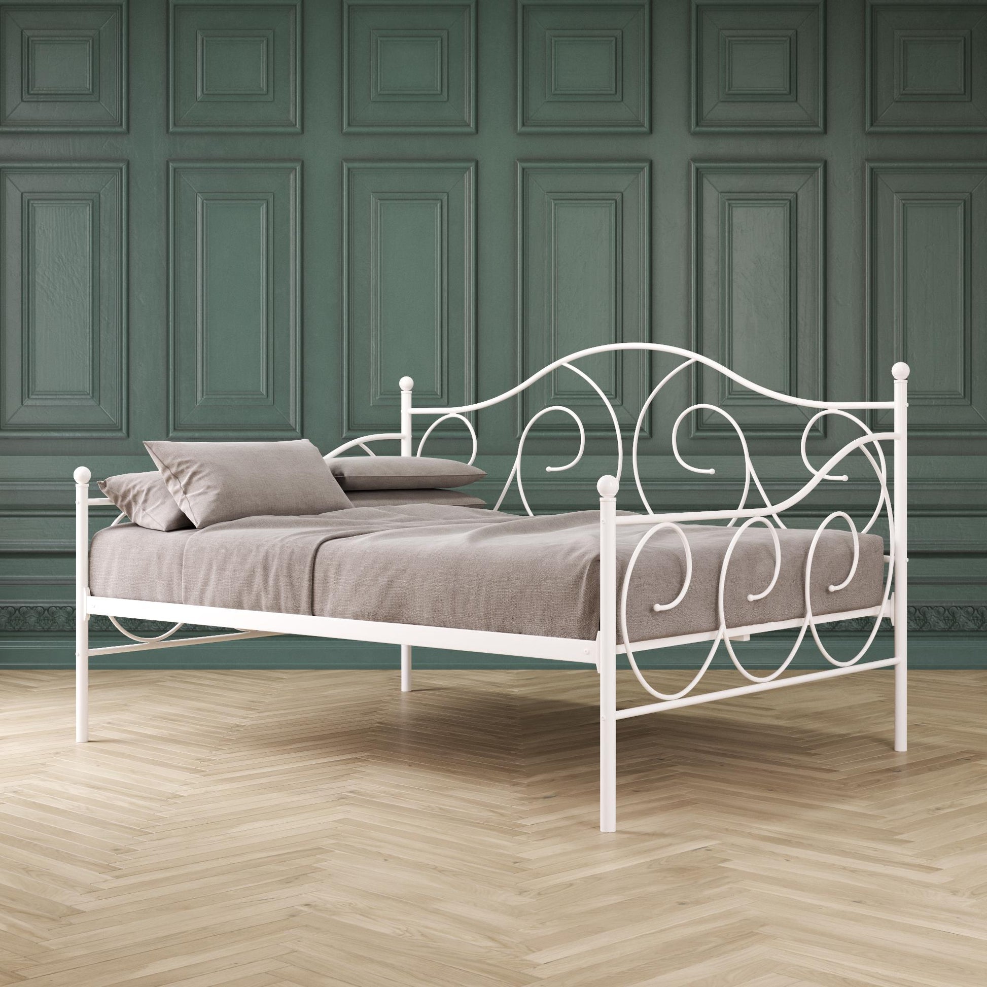 Victoria Metal Daybed with 15 Inch Clearance for Storage - White - Full