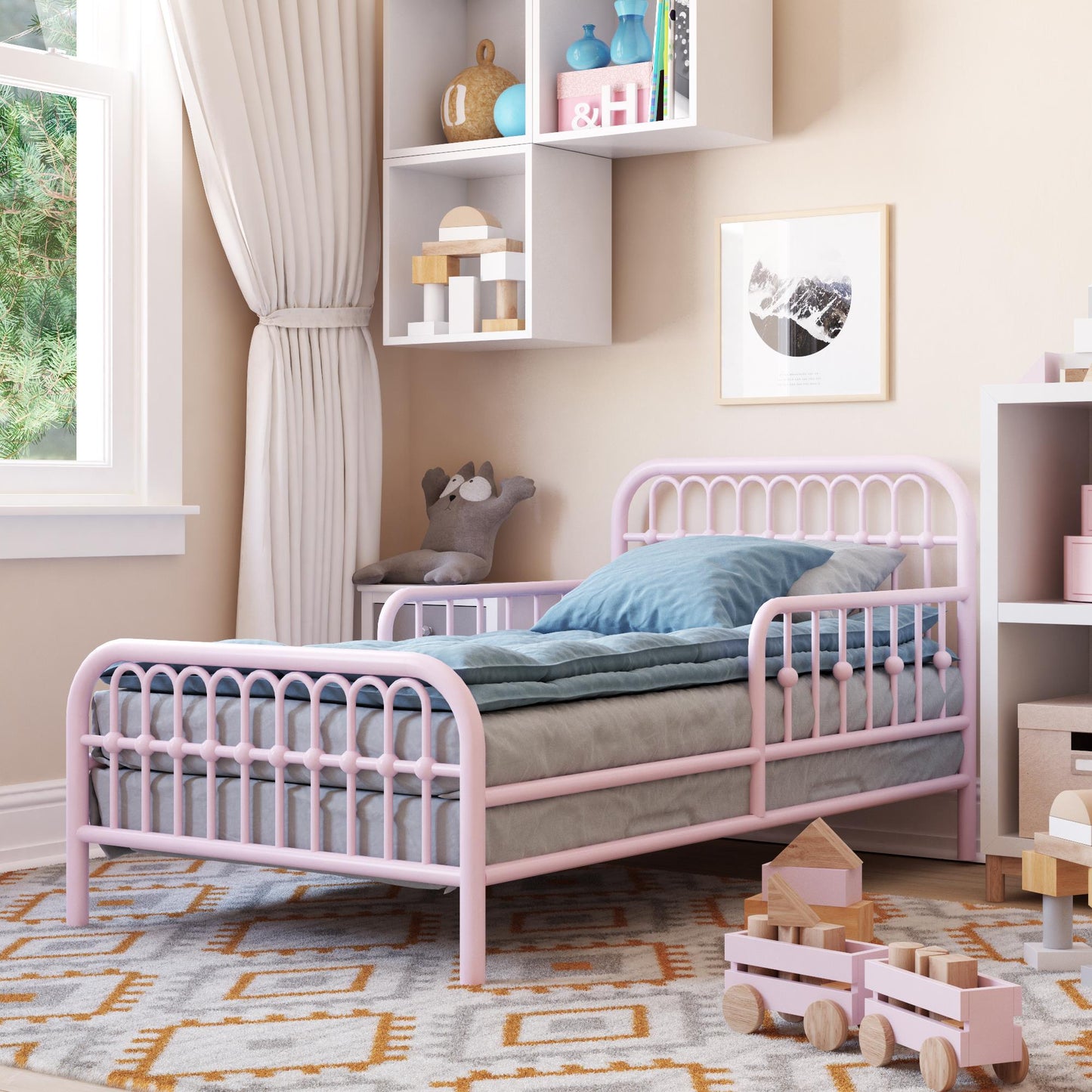 Monarch Hill Ivy Metal Toddler Bed with Classic Wrought-Iron Look - Pink