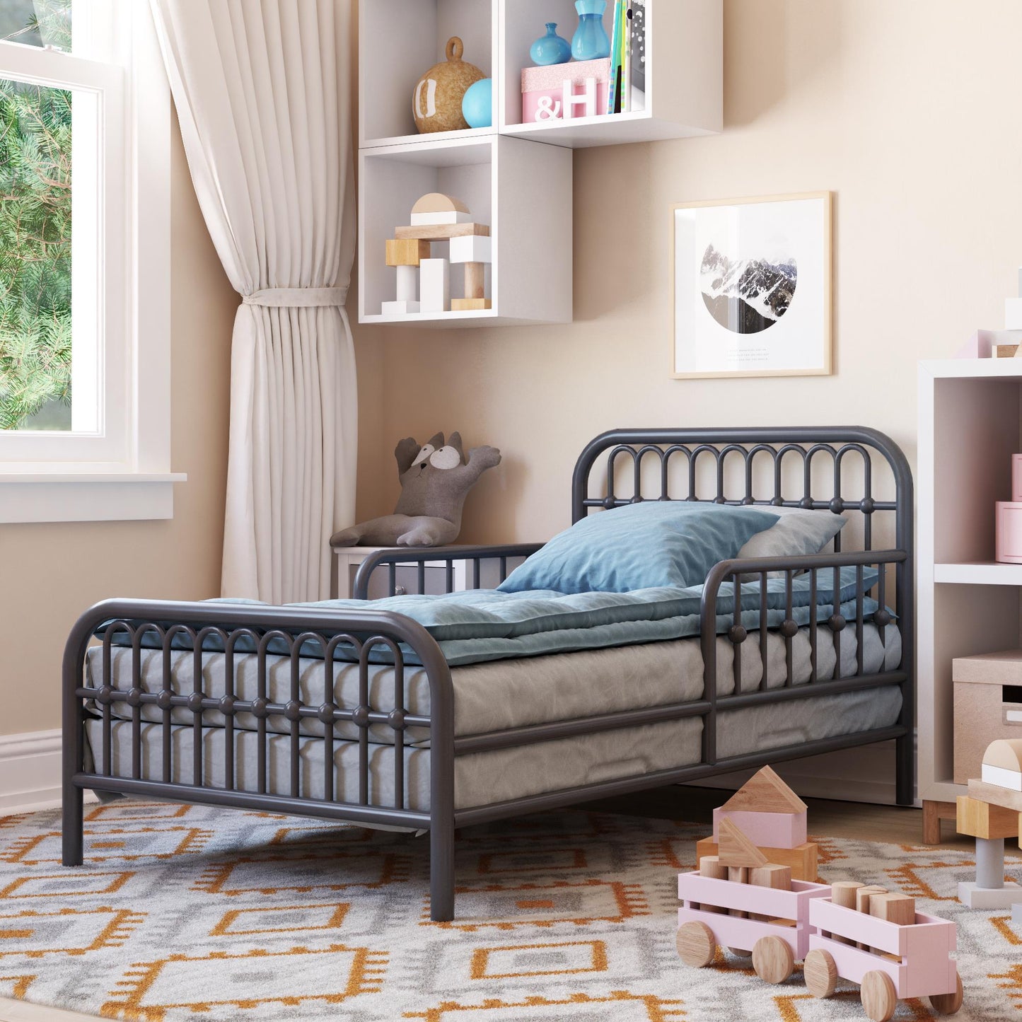 Monarch Hill Ivy Metal Toddler Bed with Classic Wrought-Iron Look - Graphite Grey