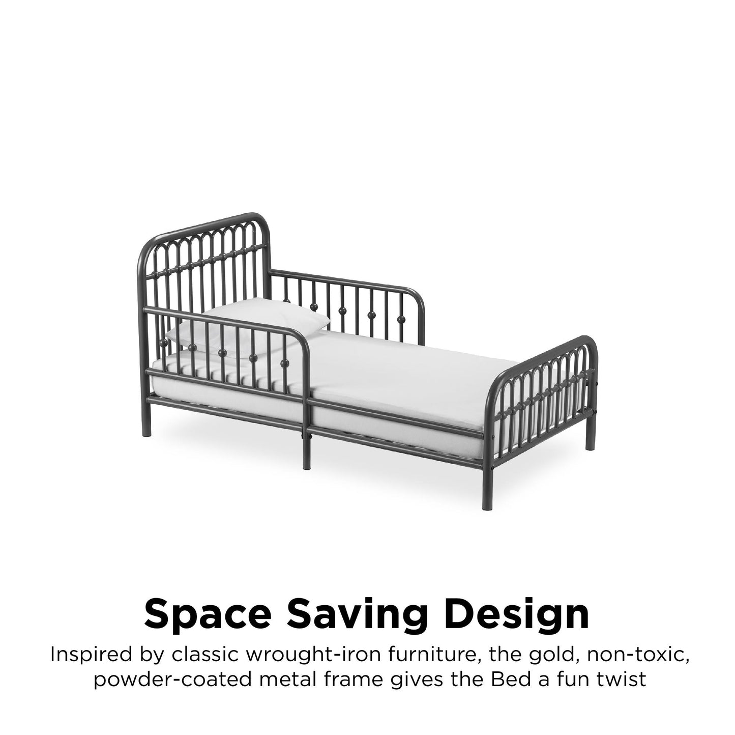 Monarch Hill Ivy Metal Toddler Bed with Classic Wrought-Iron Look - Graphite Grey