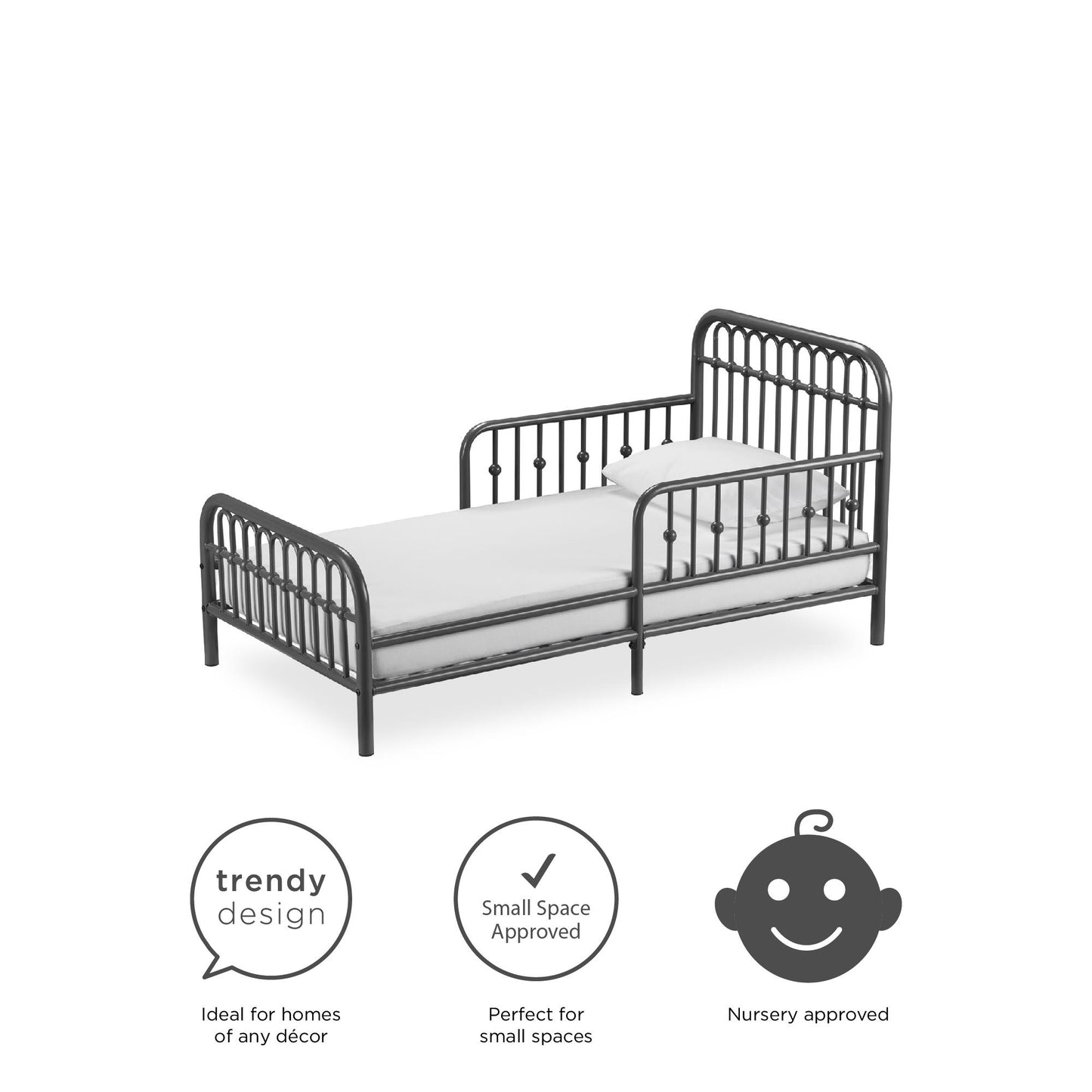 Monarch Hill Ivy Metal Toddler Bed with Classic Wrought-Iron Look - Graphite Grey