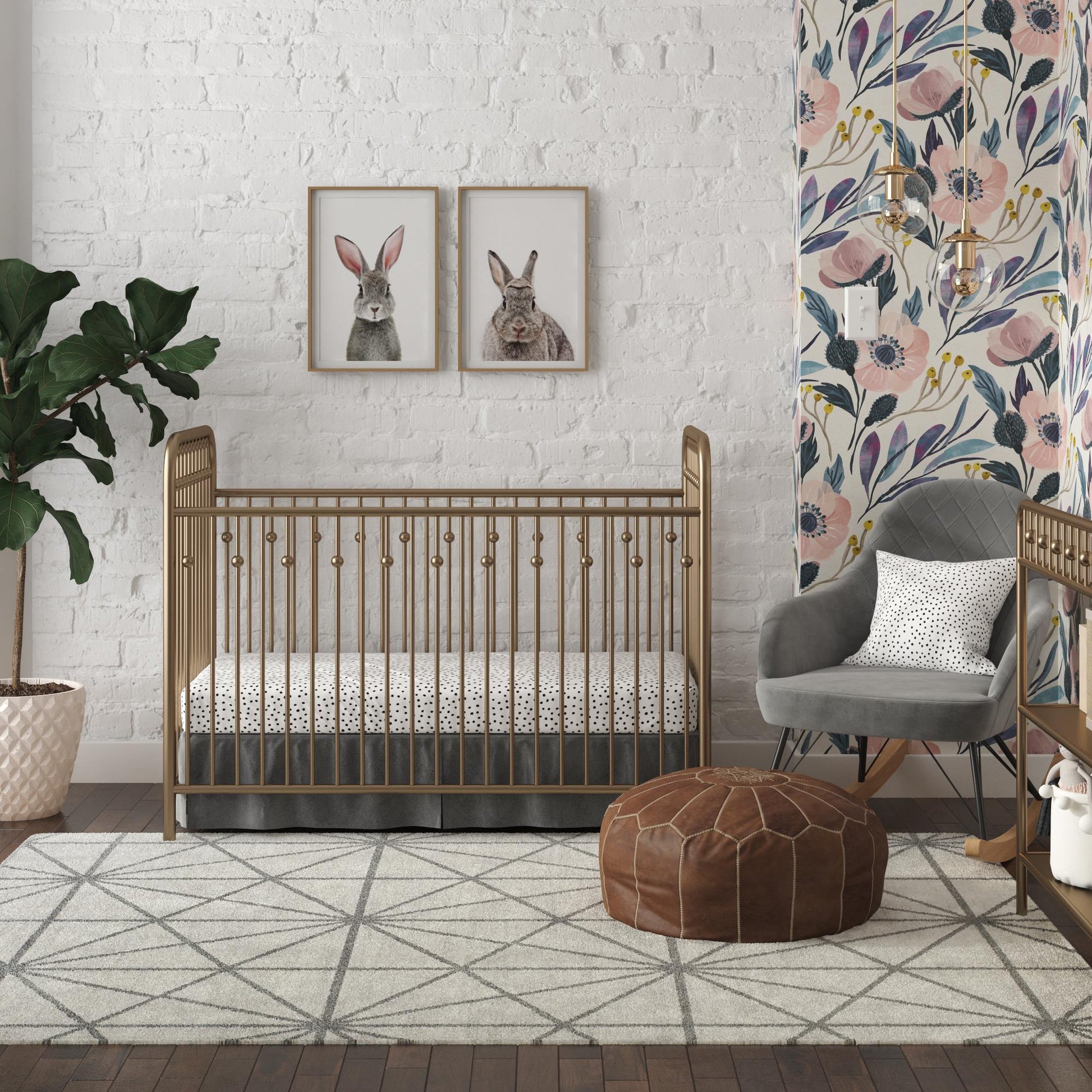 Monarch Hill Ivy Metal Changing Table with 2 Open Shelves - Gold