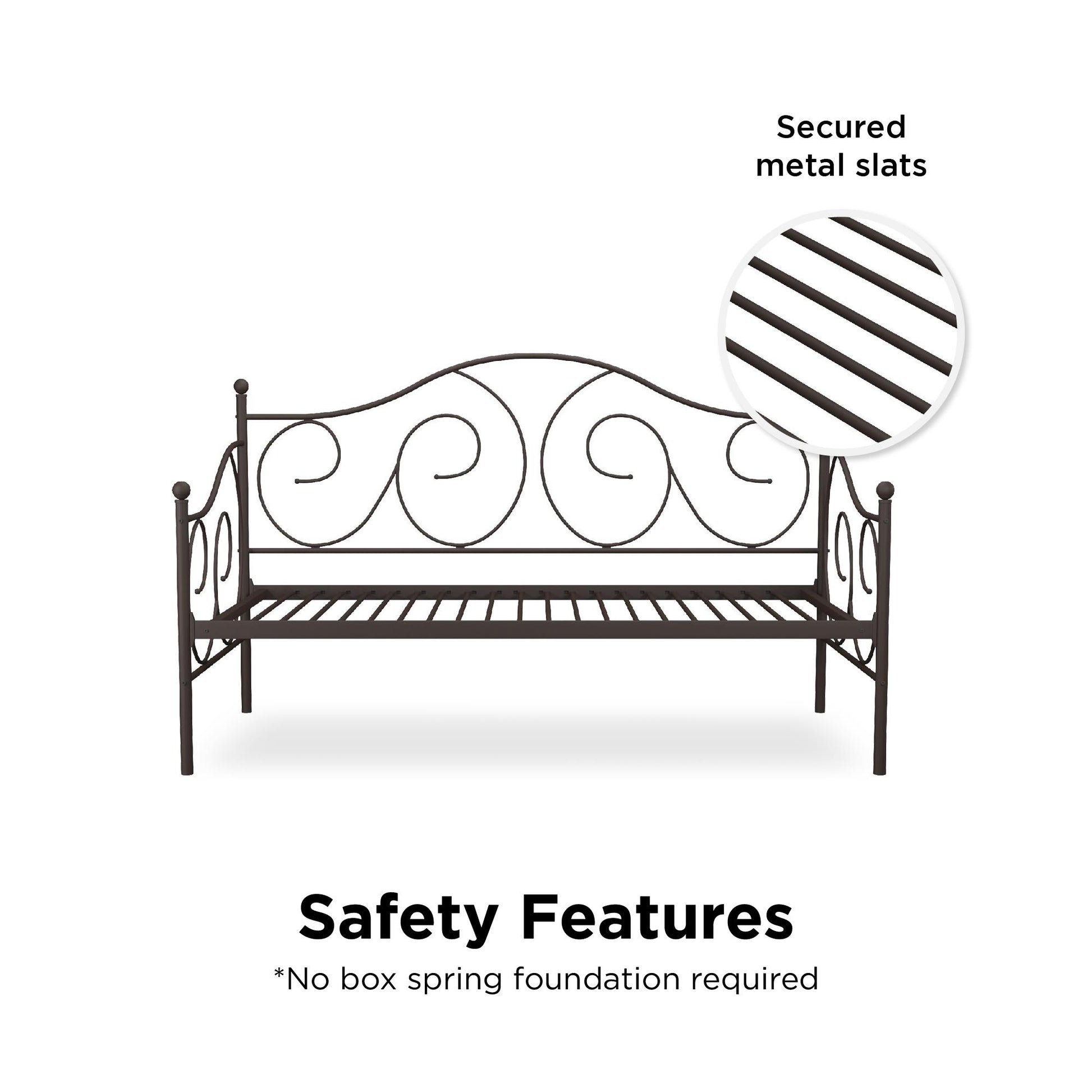 Victoria Metal Daybed with 15 Inch Clearance for Storage - Bronze - Twin
