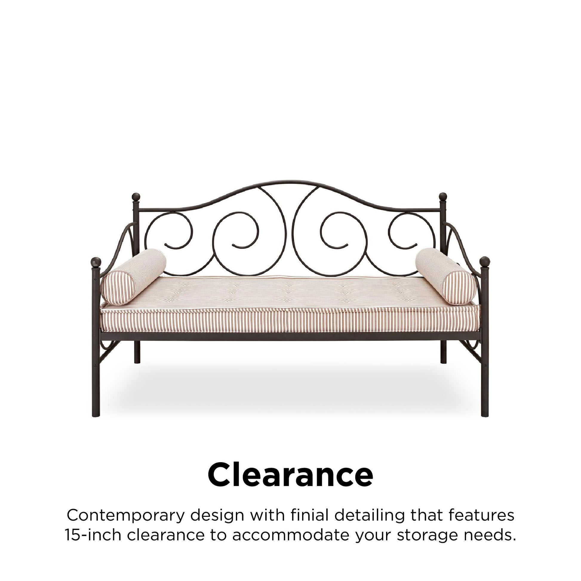 Victoria Metal Daybed with 15 Inch Clearance for Storage - Bronze - Twin