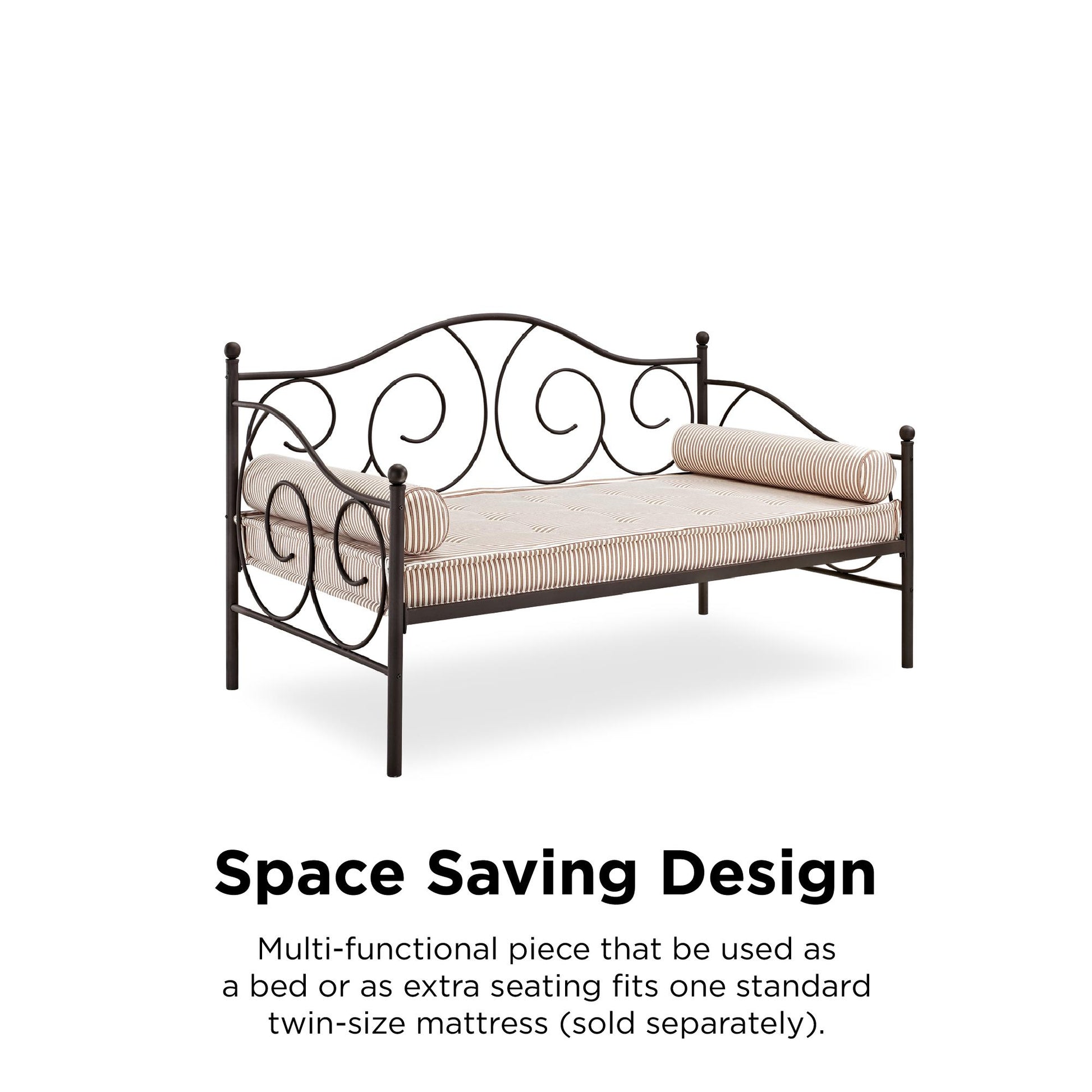 Victoria Metal Daybed with 15 Inch Clearance for Storage - Bronze - Twin