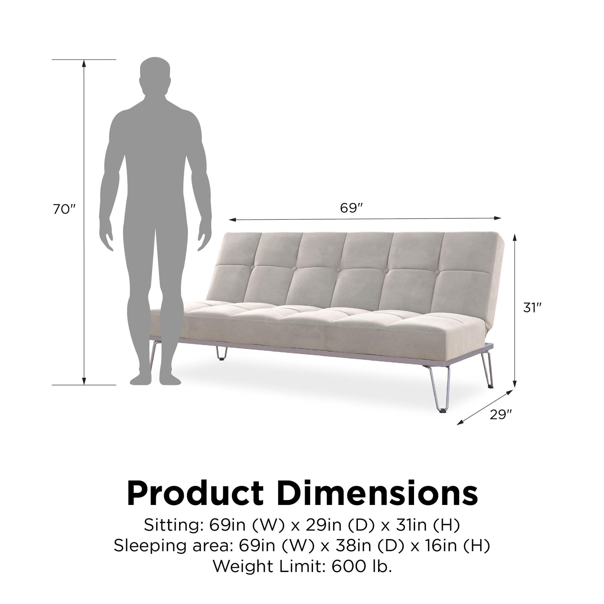 Elle Futon - Gray