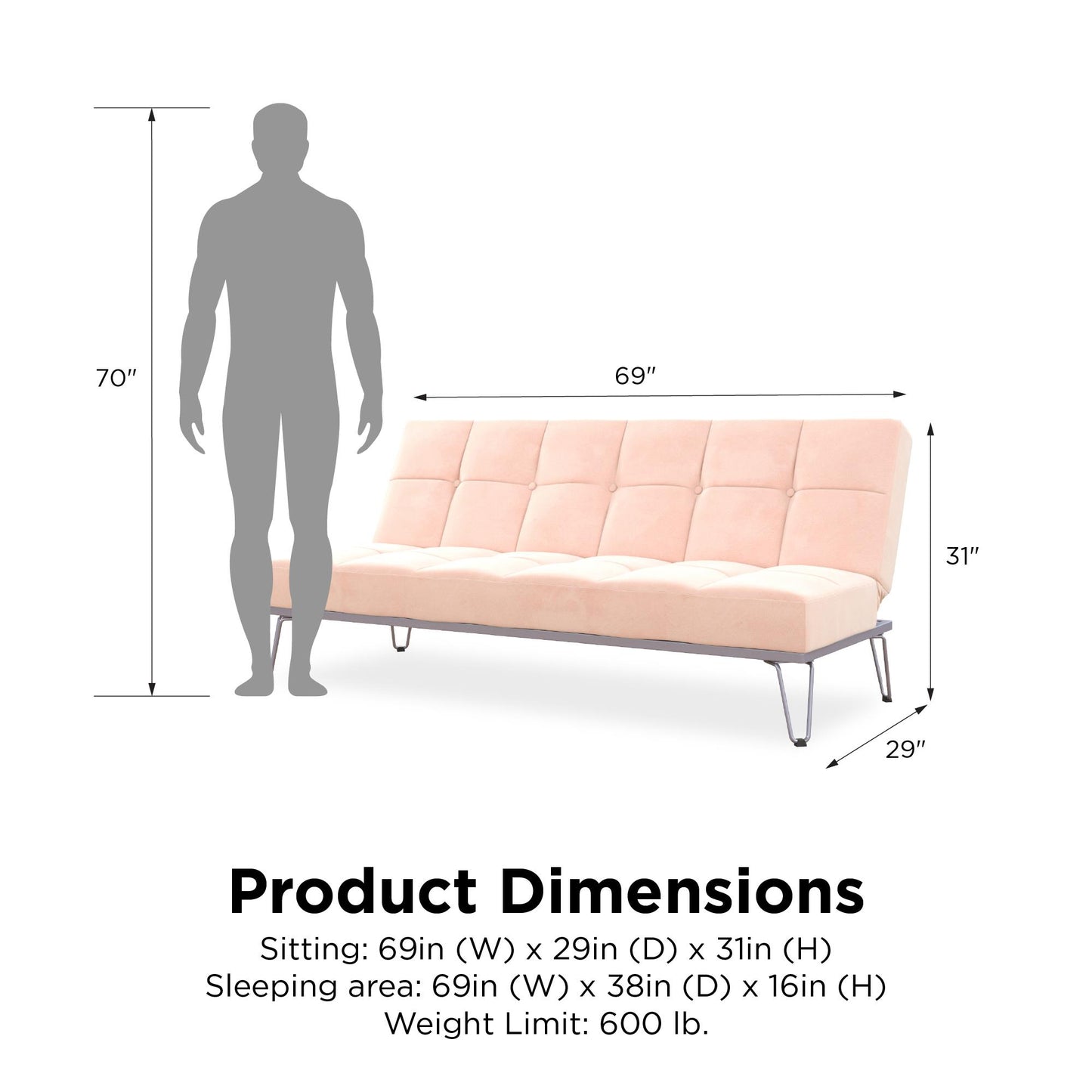 Elle Futon - Pink