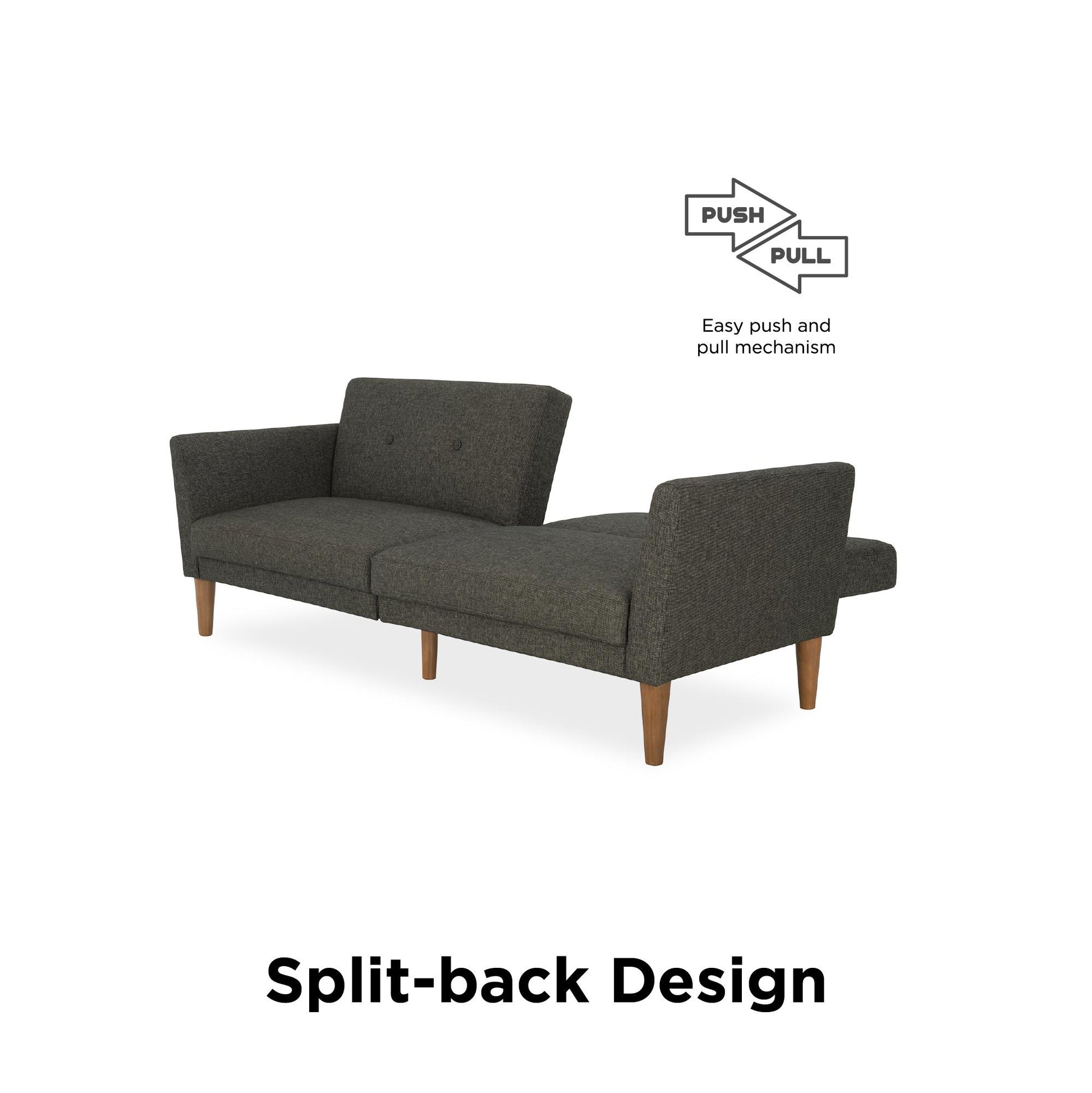 Regal Linen Upholstered Futon - Grey Linen