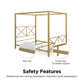 Rosedale Metal Four-Poster Canopy Bed with Crisscross Headboard and Footboard - Gold - Full