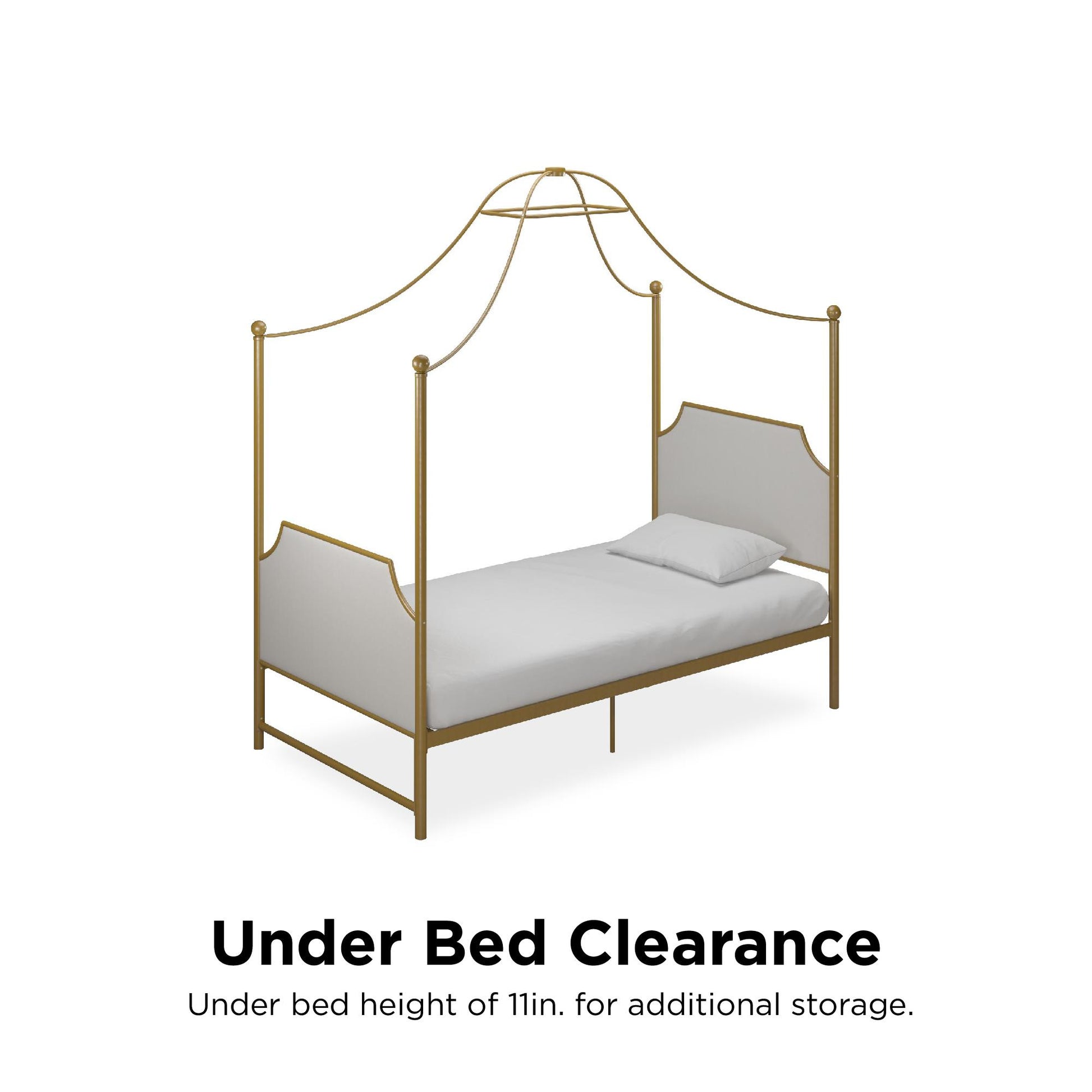Monarch Hill Clementine Canopy Bed with Linen Headboard and Footboard - Gold - Twin