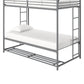 Mainstays Twin over Twin Metal Bunk Bed with Storage Bins, Silver - Silver - Twin-Over-Twin