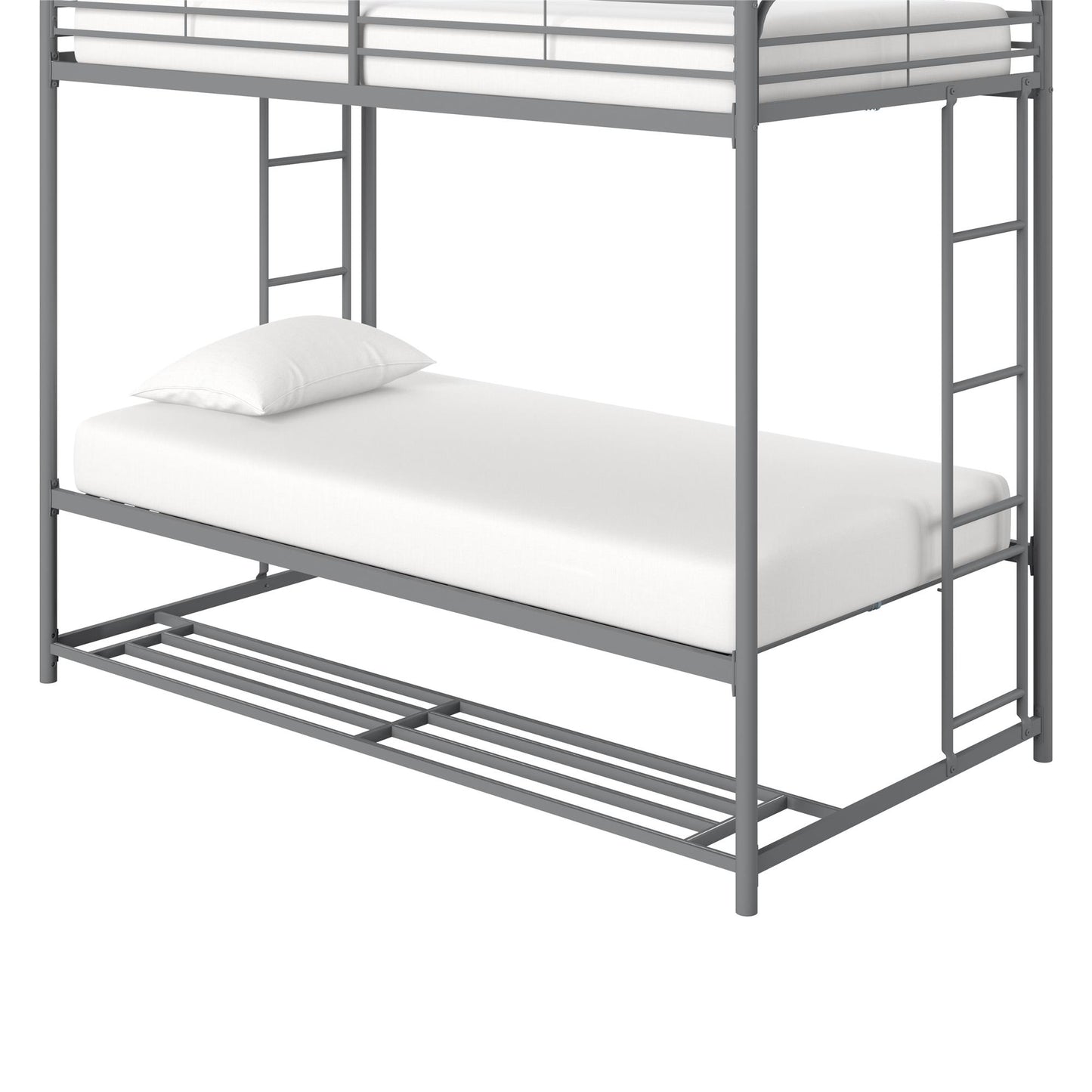 Mainstays Twin over Twin Metal Bunk Bed with Storage Bins, Silver - Silver - Twin-Over-Twin