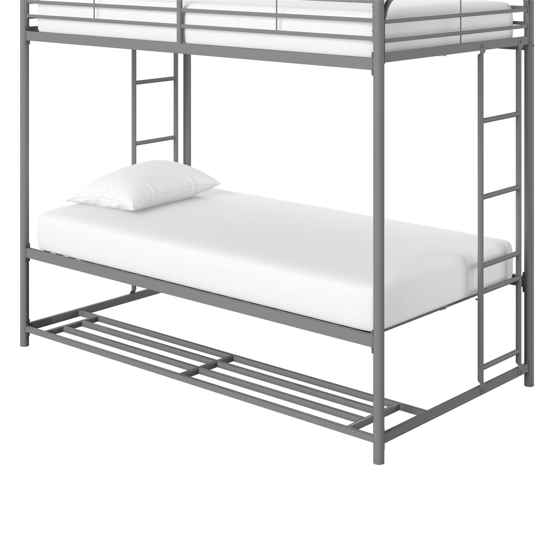 Mainstays Twin over Twin Metal Bunk Bed with Storage Bins, Silver - Silver - Twin-Over-Twin