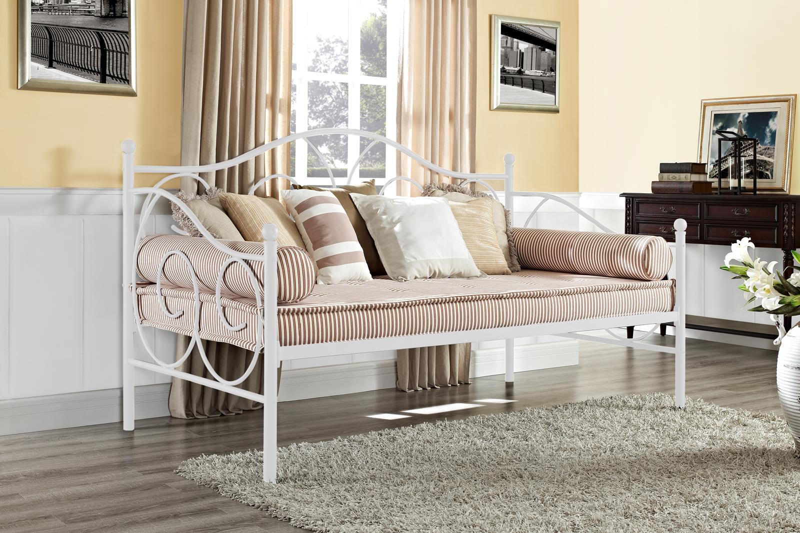 Victoria Metal Daybed with 15 Inch Clearance for Storage - White - Twin