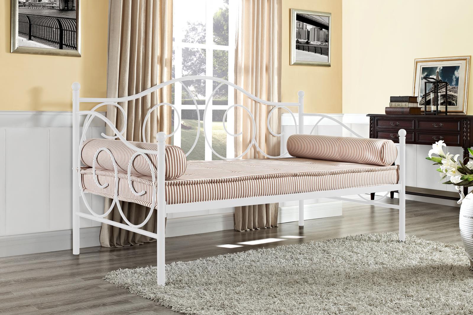Victoria Metal Daybed with 15 Inch Clearance for Storage - White - Twin