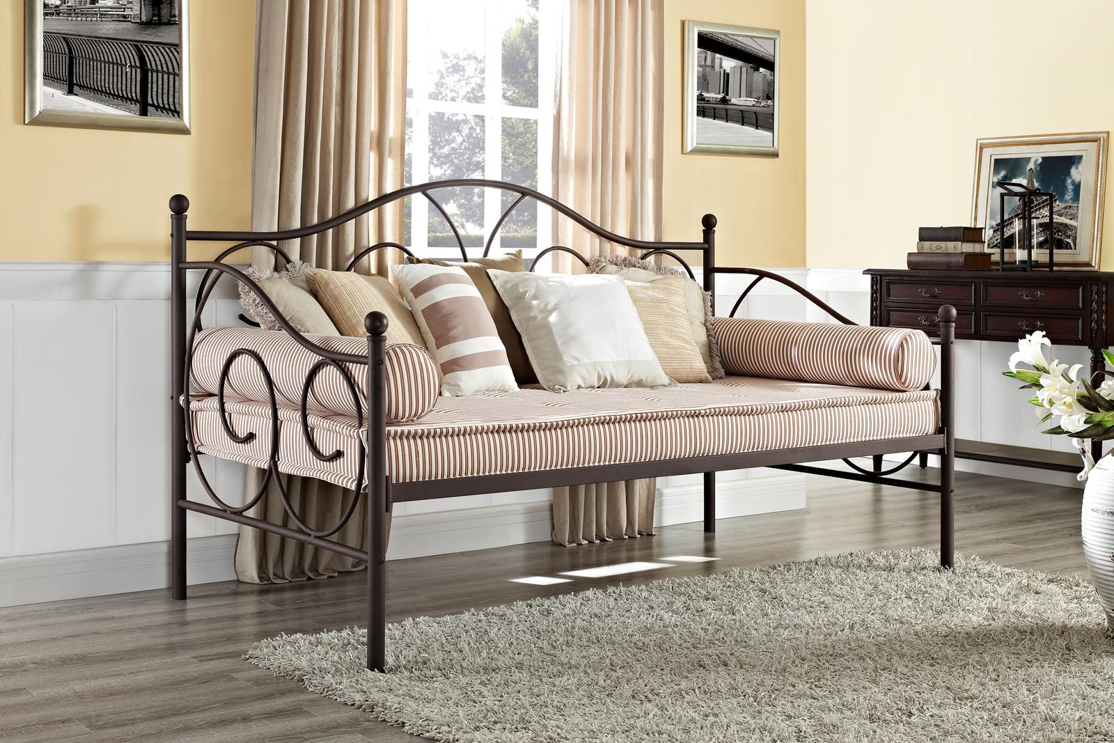 Victoria Metal Daybed with 15 Inch Clearance for Storage - Bronze - Twin