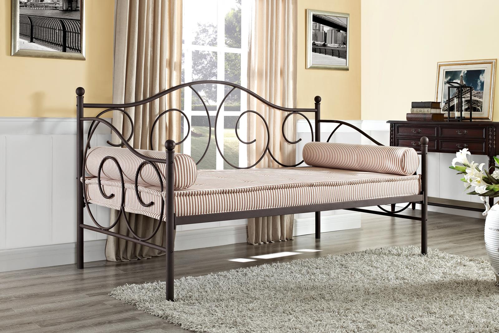 Victoria Metal Daybed with 15 Inch Clearance for Storage - Bronze - Twin