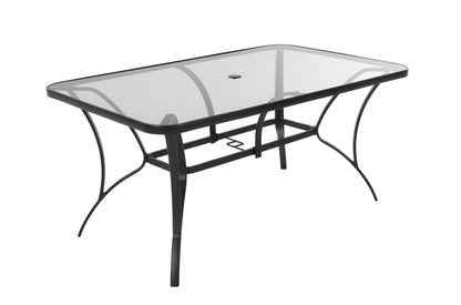 Paloma Patio Dining Table with Tempered Glass Top and Weather Resistant Frame - Gray
