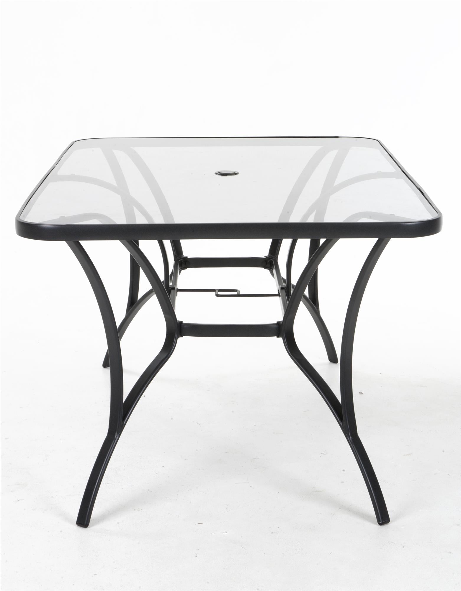 Paloma Patio Dining Table with Tempered Glass Top and Weather Resistant Frame - Gray