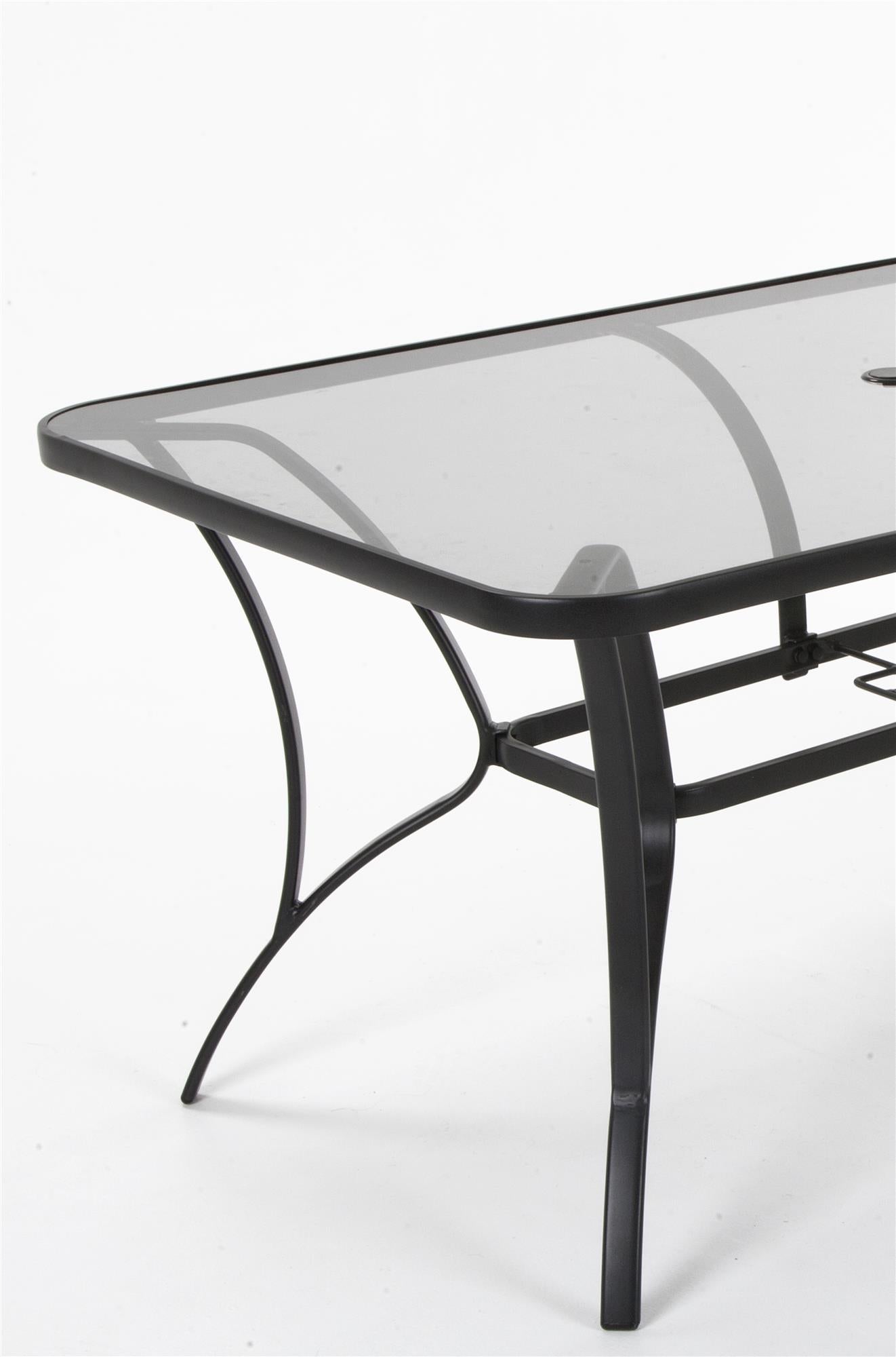 Paloma Patio Dining Table with Tempered Glass Top and Weather Resistant Frame - Gray