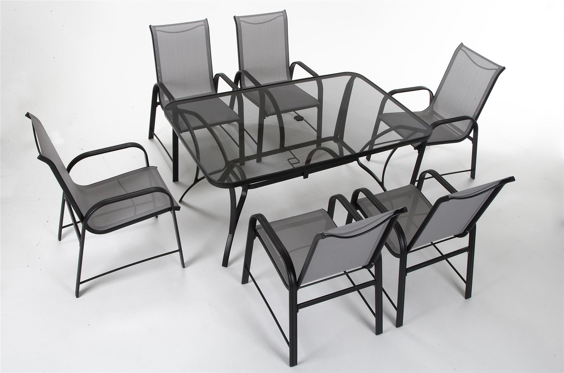 Paloma Patio Dining Table with Tempered Glass Top and Weather Resistant Frame - Gray