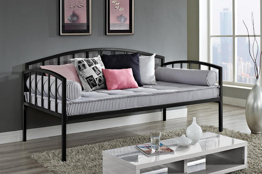 Ava Metal Contemporary Curve Design Twin Daybed - Black - Twin
