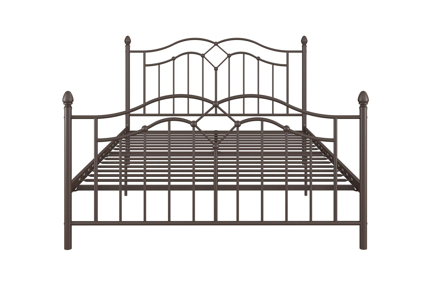 Tokyo Metal Bed with Headboard, Footboard and Metal Slats - Bronze - Full