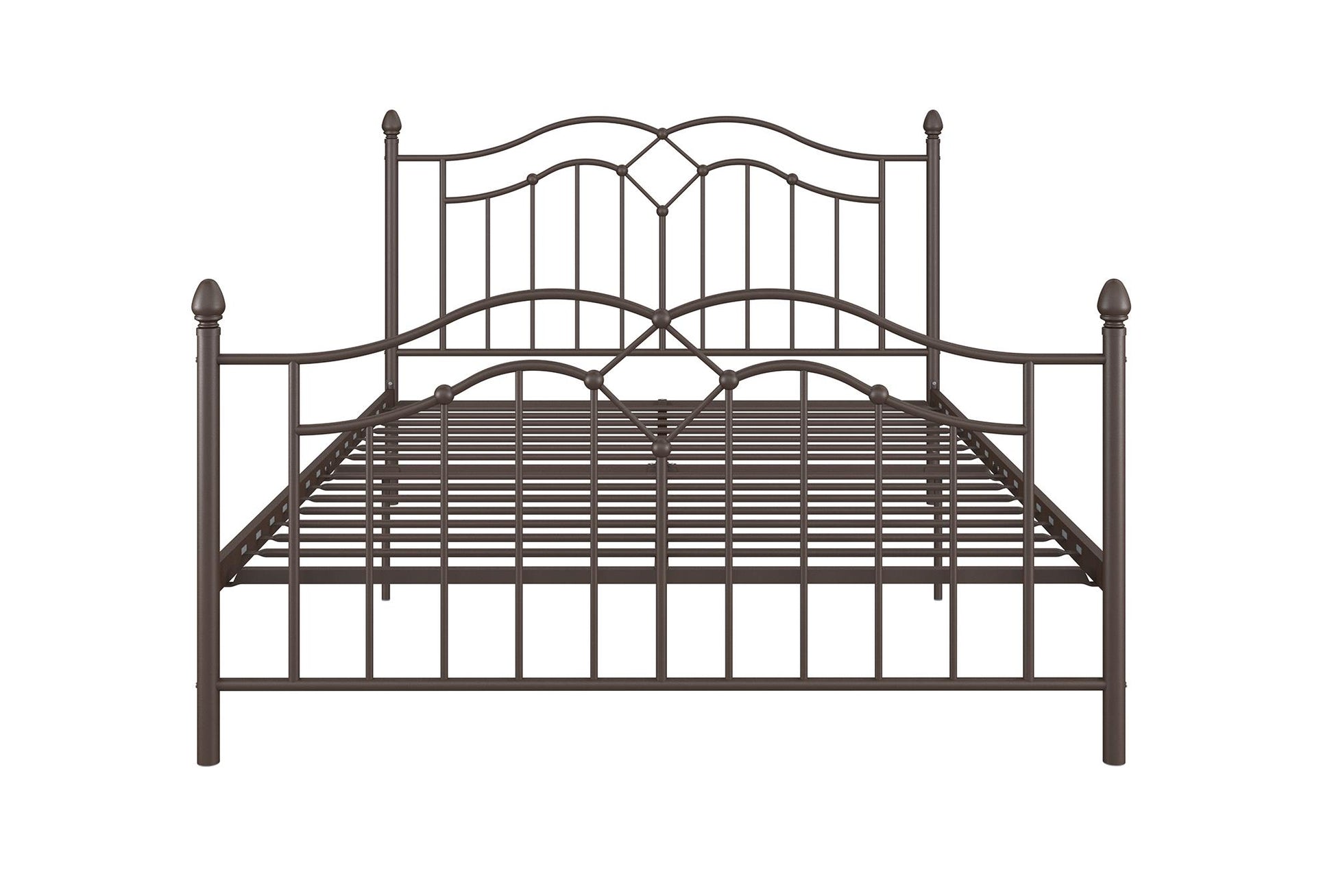 Tokyo Metal Bed with Headboard, Footboard and Metal Slats - Bronze - Full